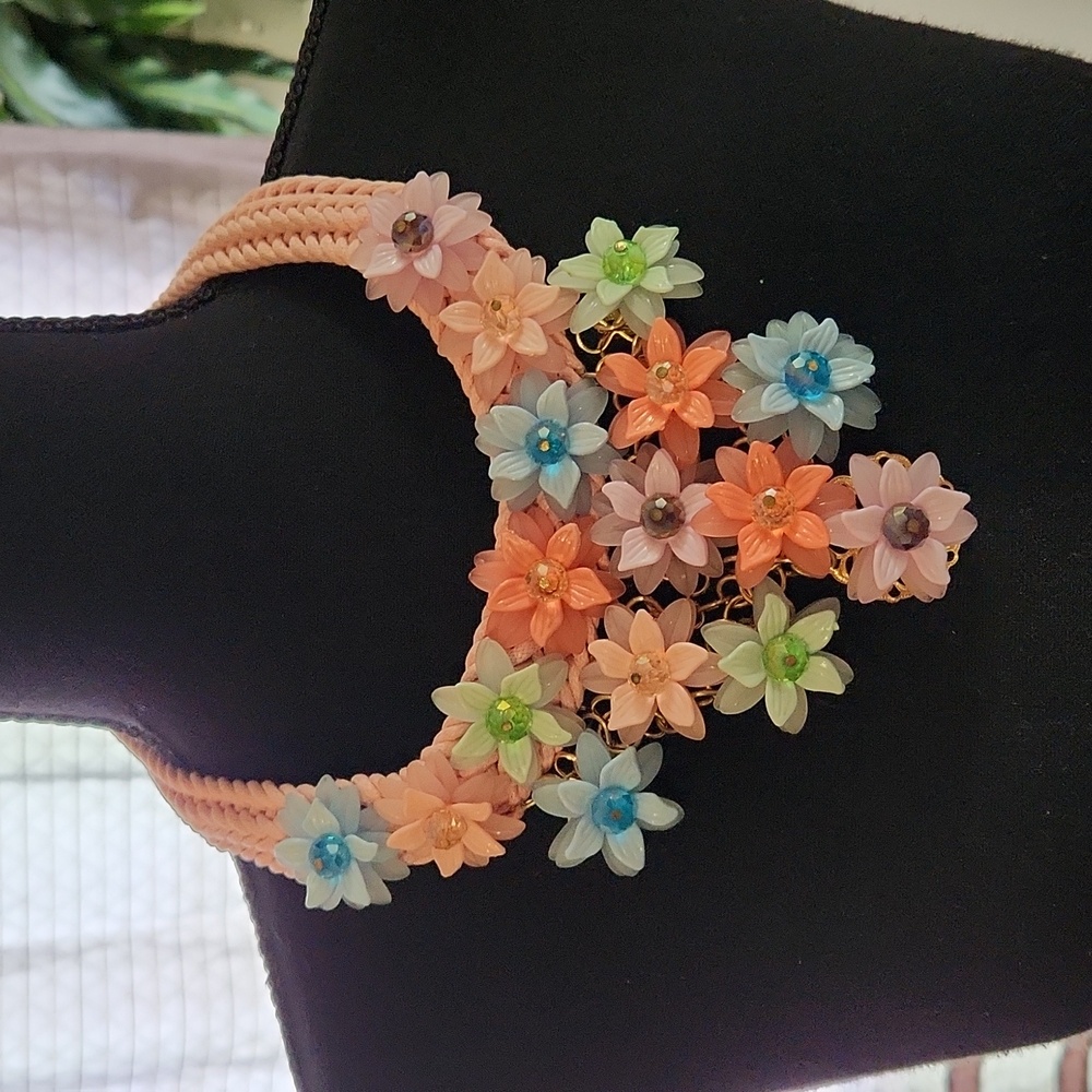 Beautiful Bold Colorful Flower Statement Necklace